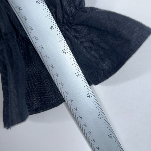 Reformation Evianna Linen Dress Black Square Neck Lace Mini Classic Size 0 - Picture 10 of 13